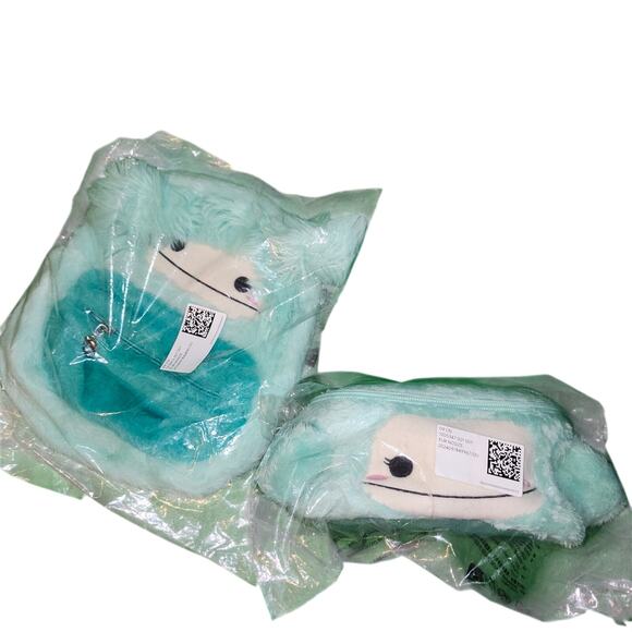 Squishmallows JOELLE, the Aqua Blue Bigfoot H & M EXCLUSIVE  Bag Set NIP HTF - Picture 1 of 14